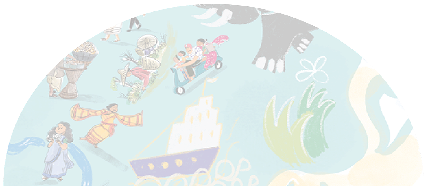 Semi-circle backdrop for 'Topsy Turvy Adventures: India'