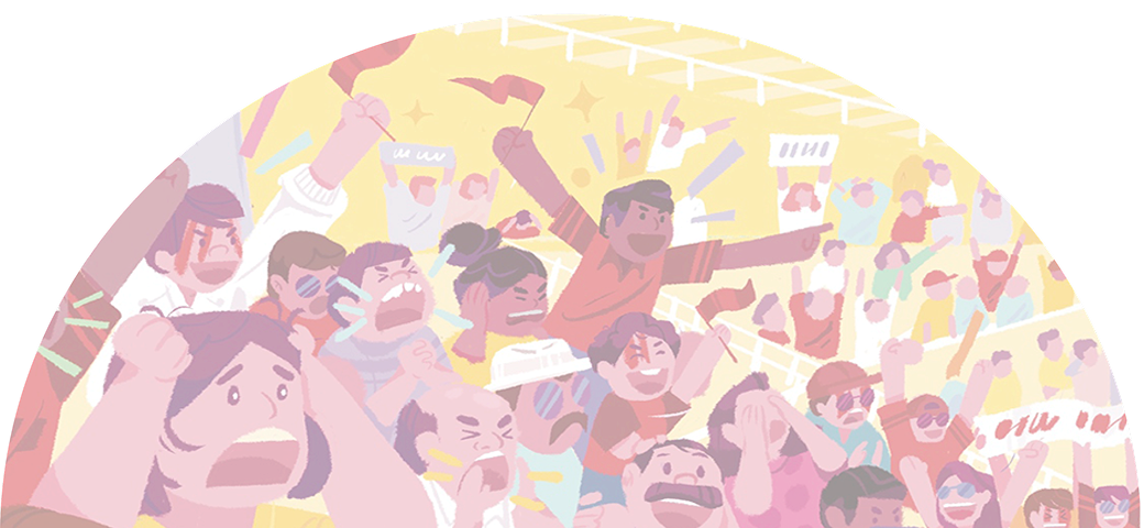 Semi-circle backdrop from 'Cric-art to the Rescue'