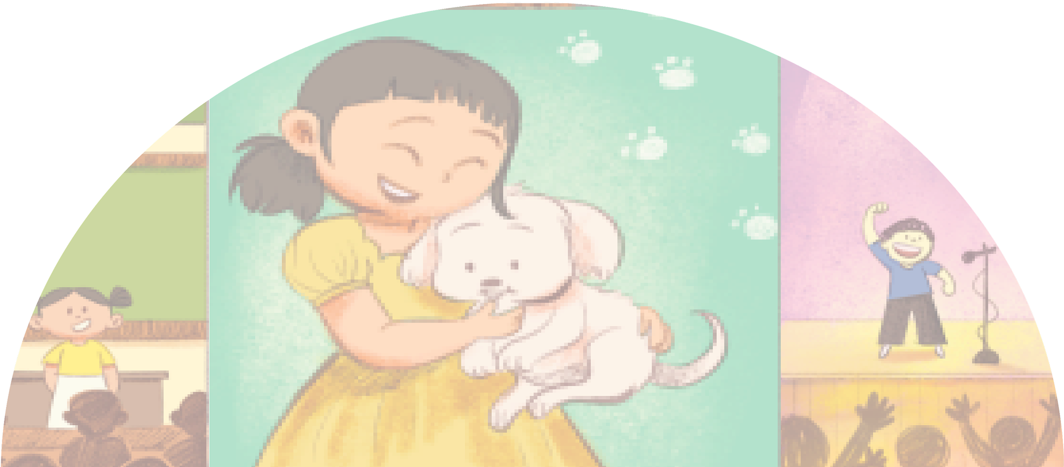 Semi-circle backdrop for Gita Book